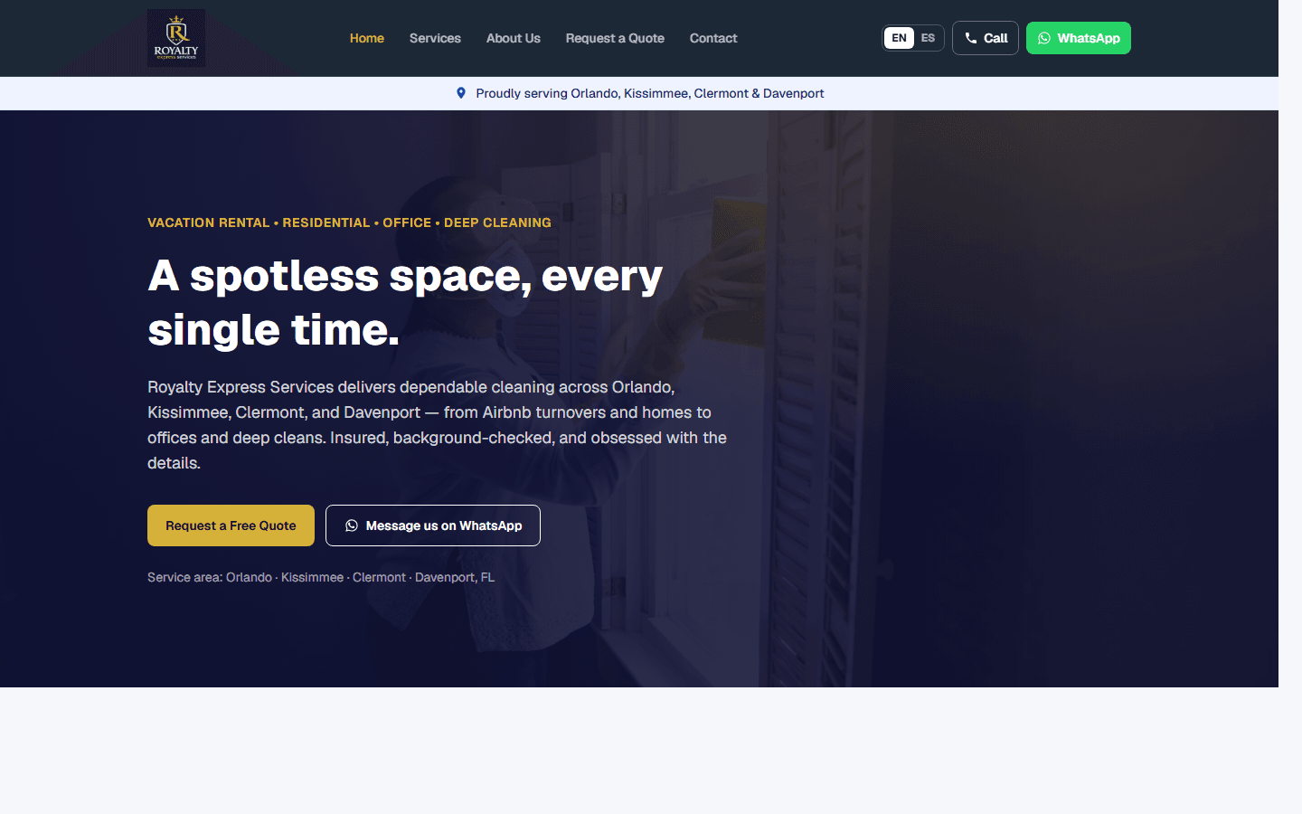Royalty Express Services website on desktop